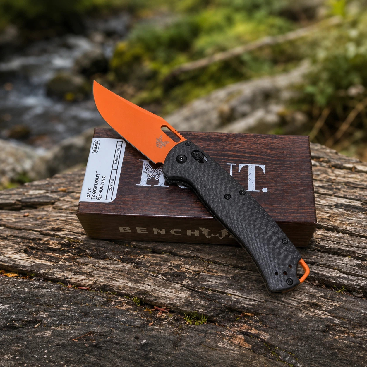 Benchmade 15535OR-1 Taggedout CPM Magnacut Carbon Fiber Hunting EDC Knife