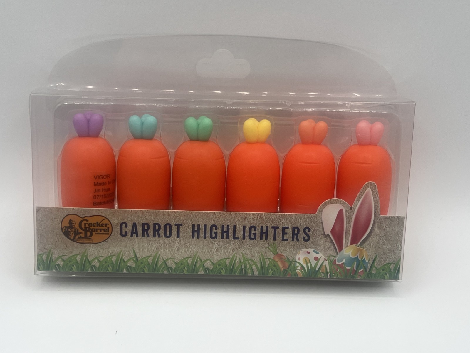 Cracker Barrel Easter Carrot 6 Highlighters Multi-Color brand New