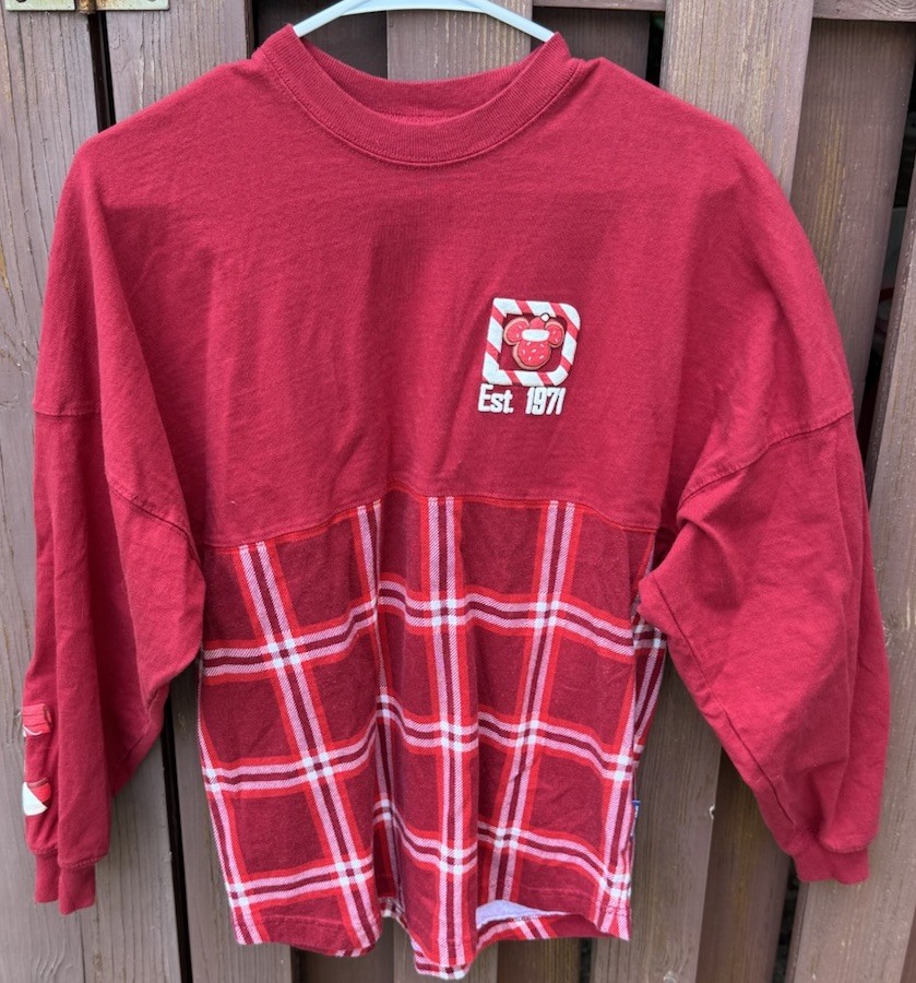 2021 Walt Disney World Christmas Holiday Snacks Red Plaid Spirit Jersey Size XS