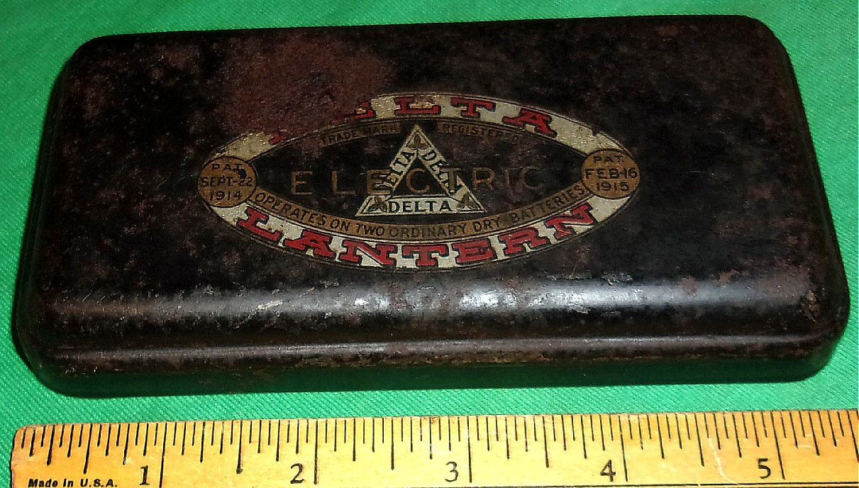 Delta Electric Lantern Battery Lid w/Litho (1915) for resto 5 5/8 X 2 7/8 Inch