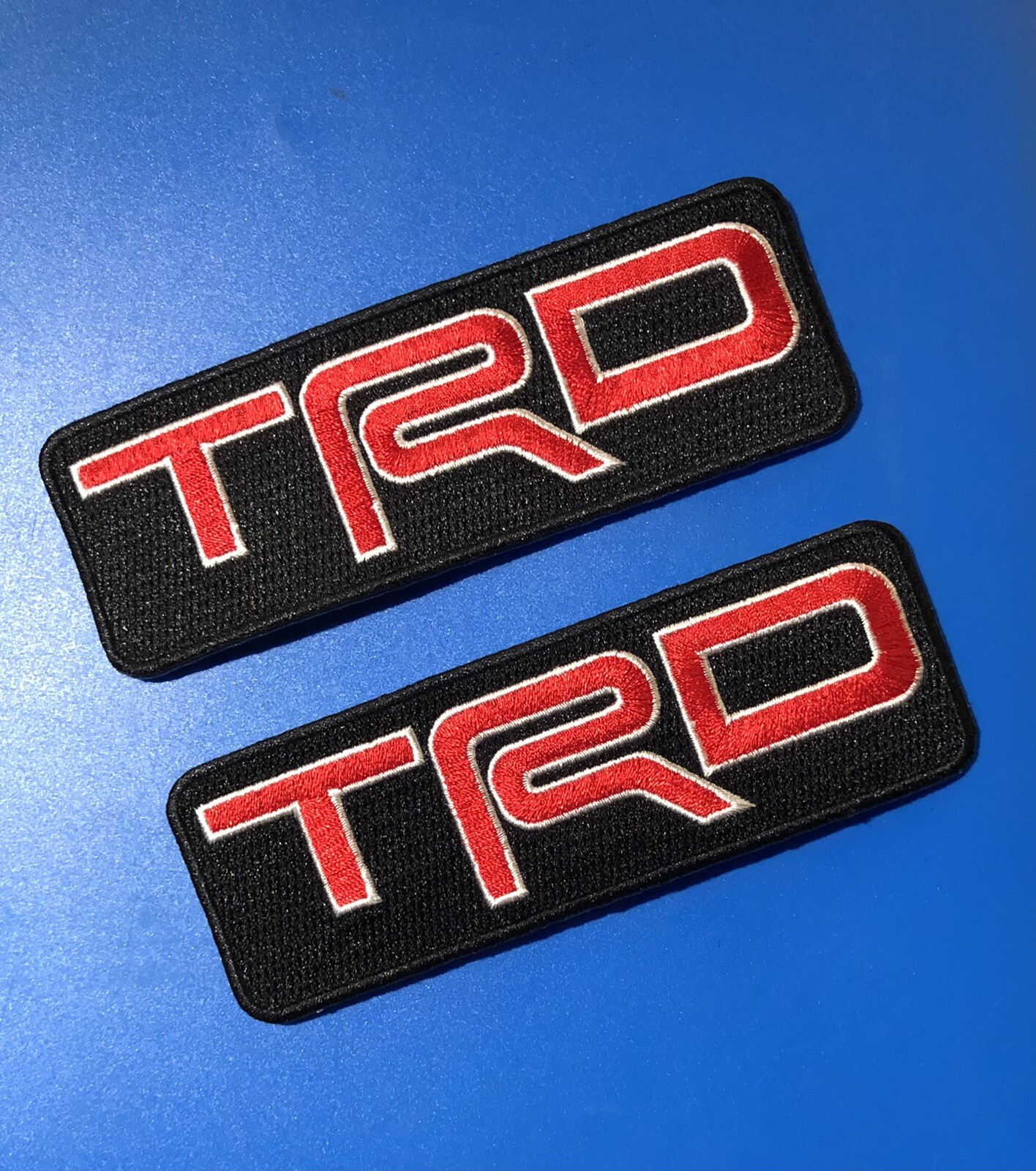 Set Of Two (2) TRD Toyota Racing Development Iron On Patch. 5”x1.75” Outlined