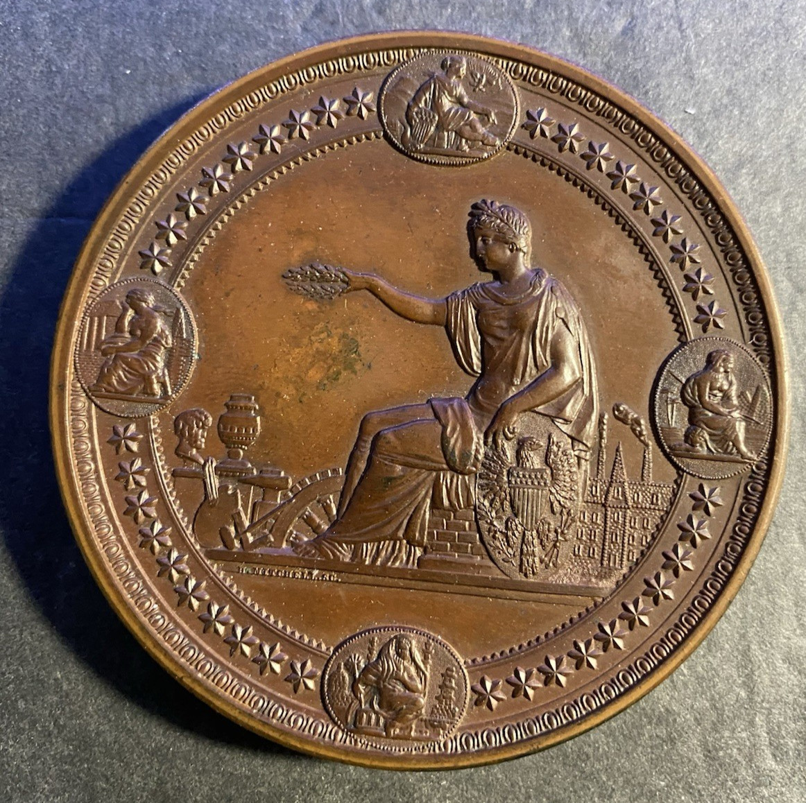 Large U.S. 1876 Centennial Exposition Philadelphia Award Medal 76 MM, 285.0 Gm