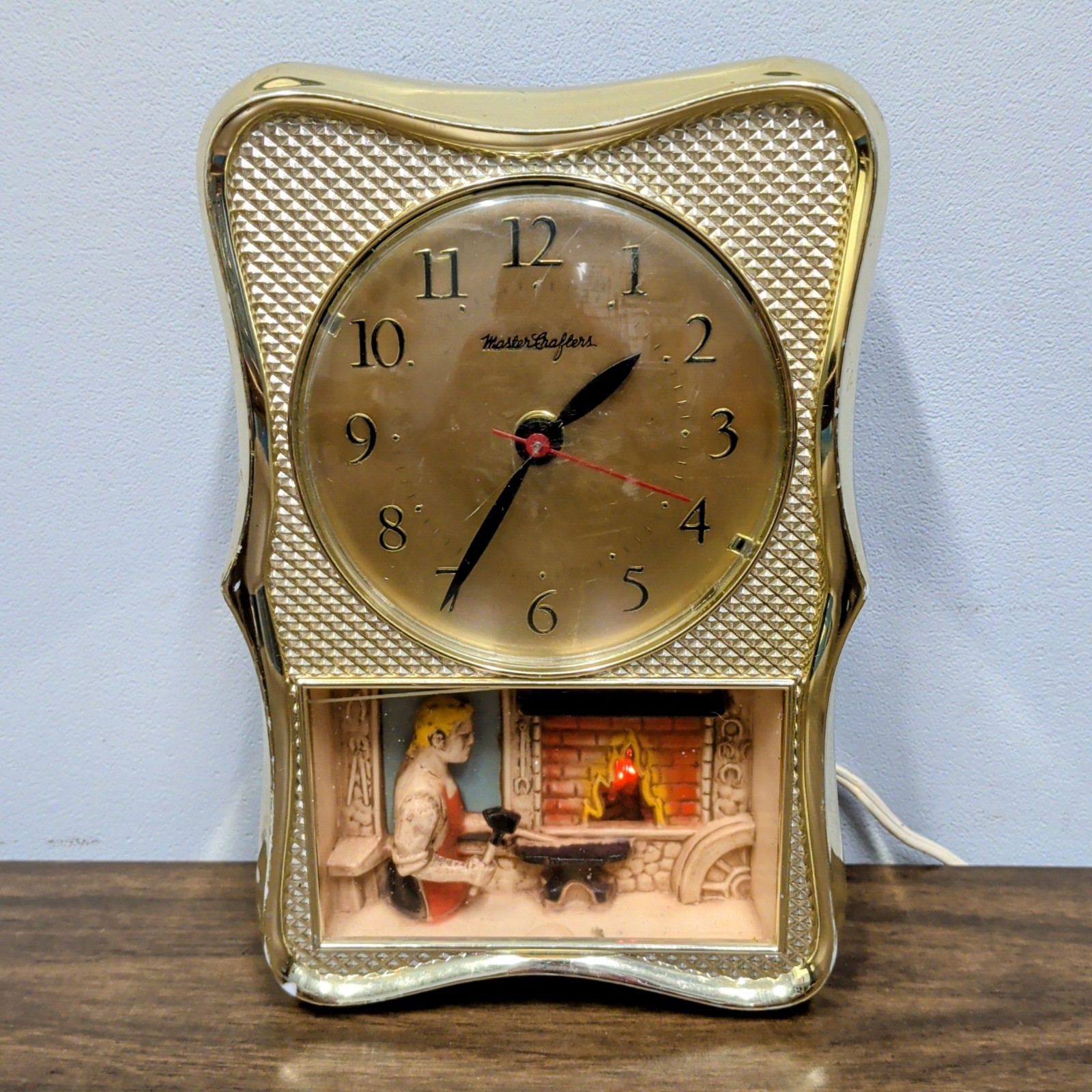 Vintage Mastercrafters Blacksmith Lighted Mantel Clock Model 263 Working VIDEO
