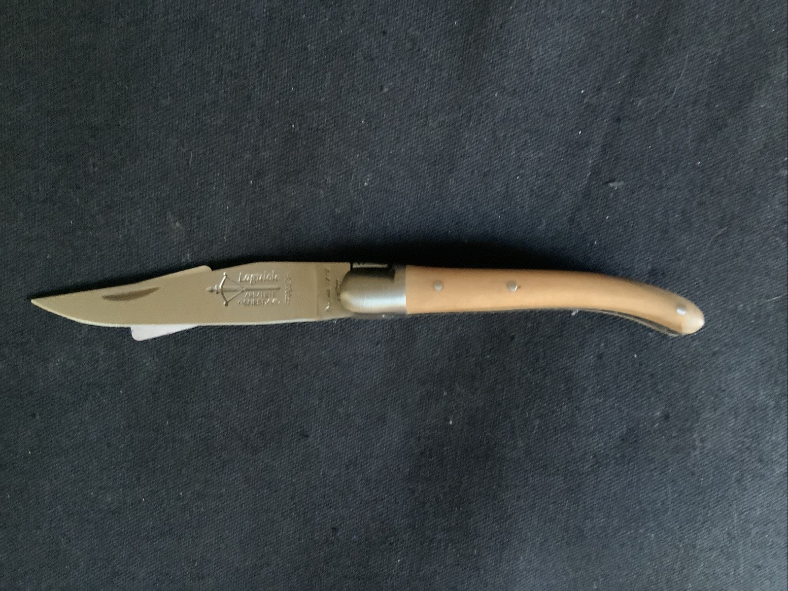 Laguiole Folding Pocket Knife Brown Olivewood Handle Made In France New