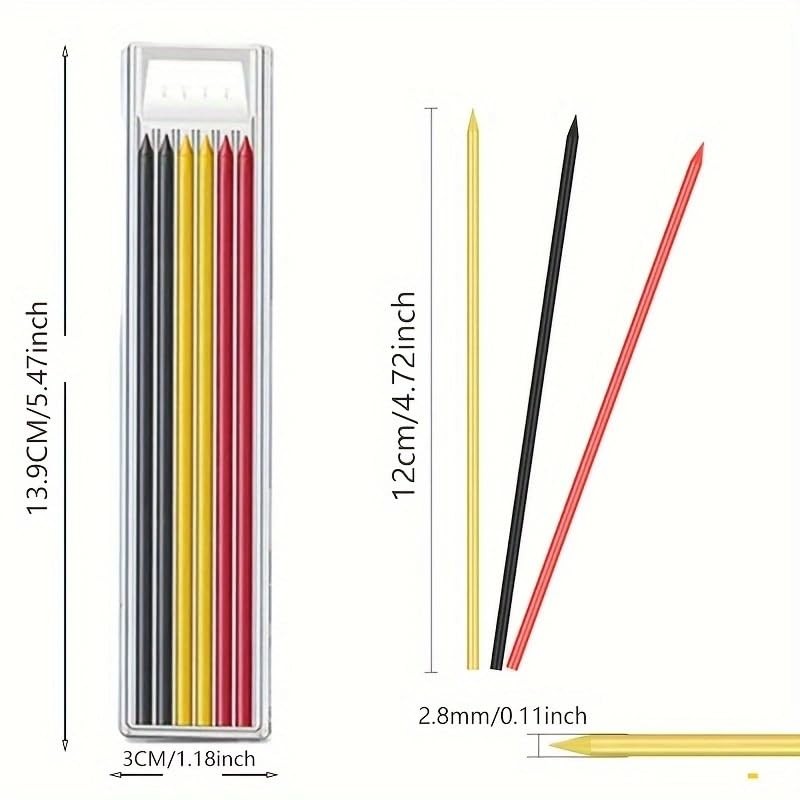 2.8mm Colored Replaceable Refill Rods for Woodworking Pencil Deep Hole Leads …