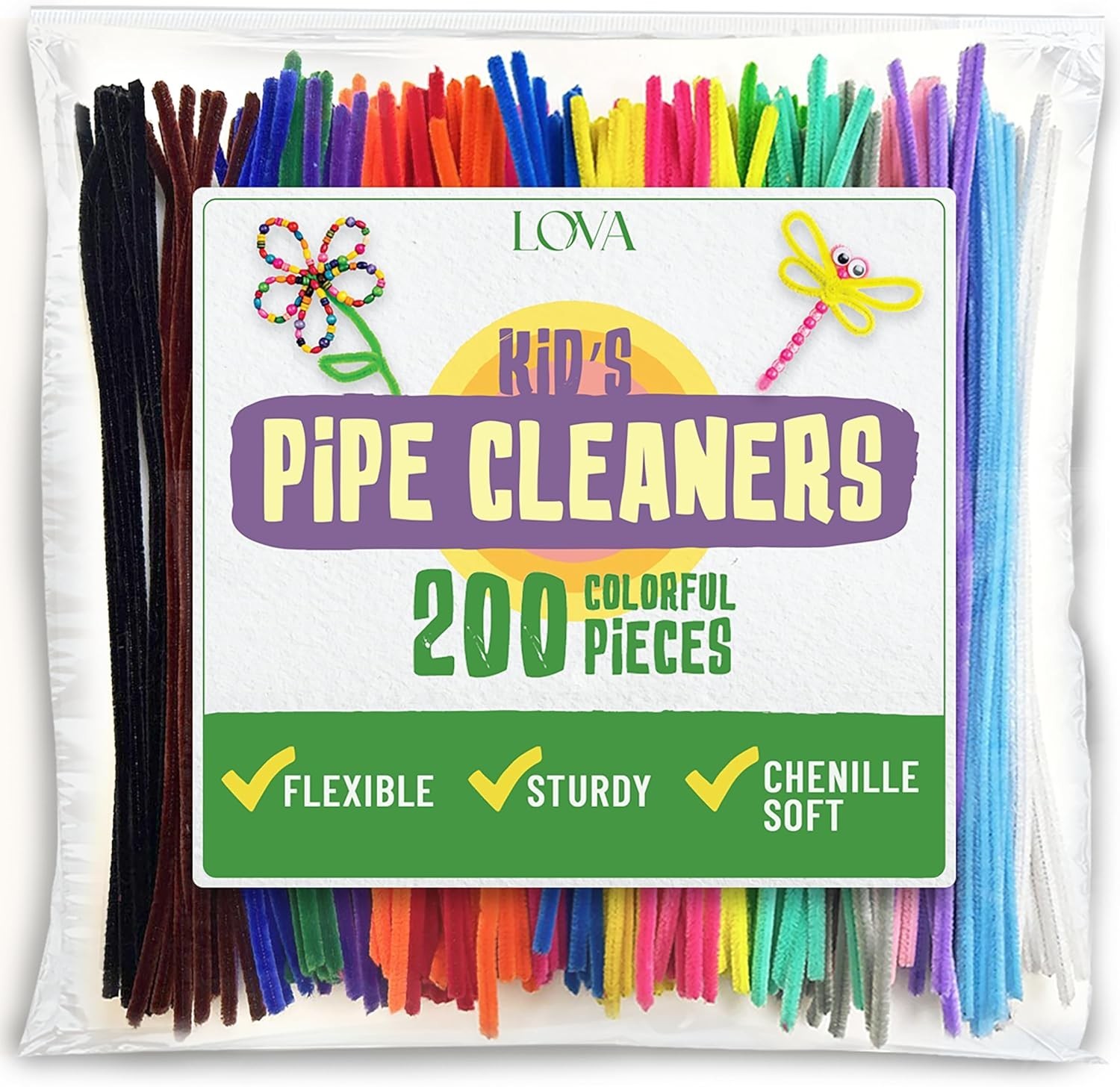 200 Pipe Cleaners Craft Multicolored Craft Pipe Cleaners Bulk, Chenille