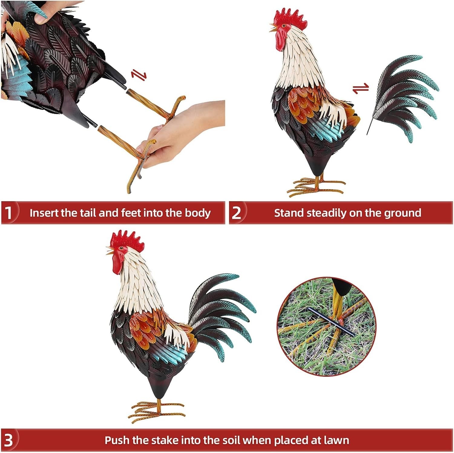 Vivid Rooster Decor for Kitchen & Outdoor