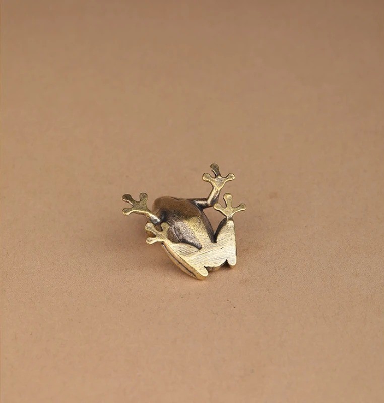 Brass Frog Figurine Small Animal Statue Table Office Home Decoration Toy Gifts