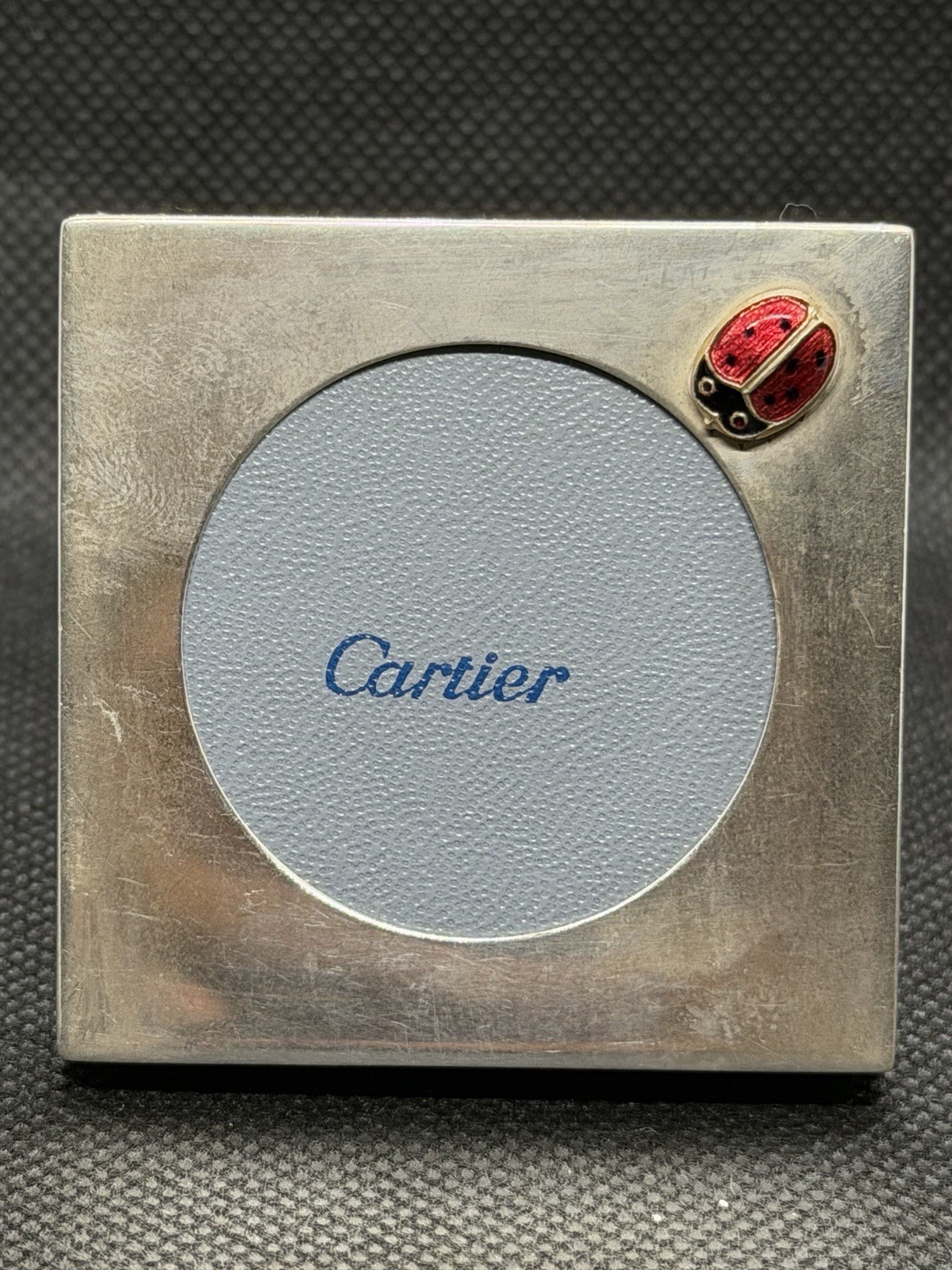 Authentic Cartier Ladybug Silver Tone Desk Picture Frame Photo France Vintage