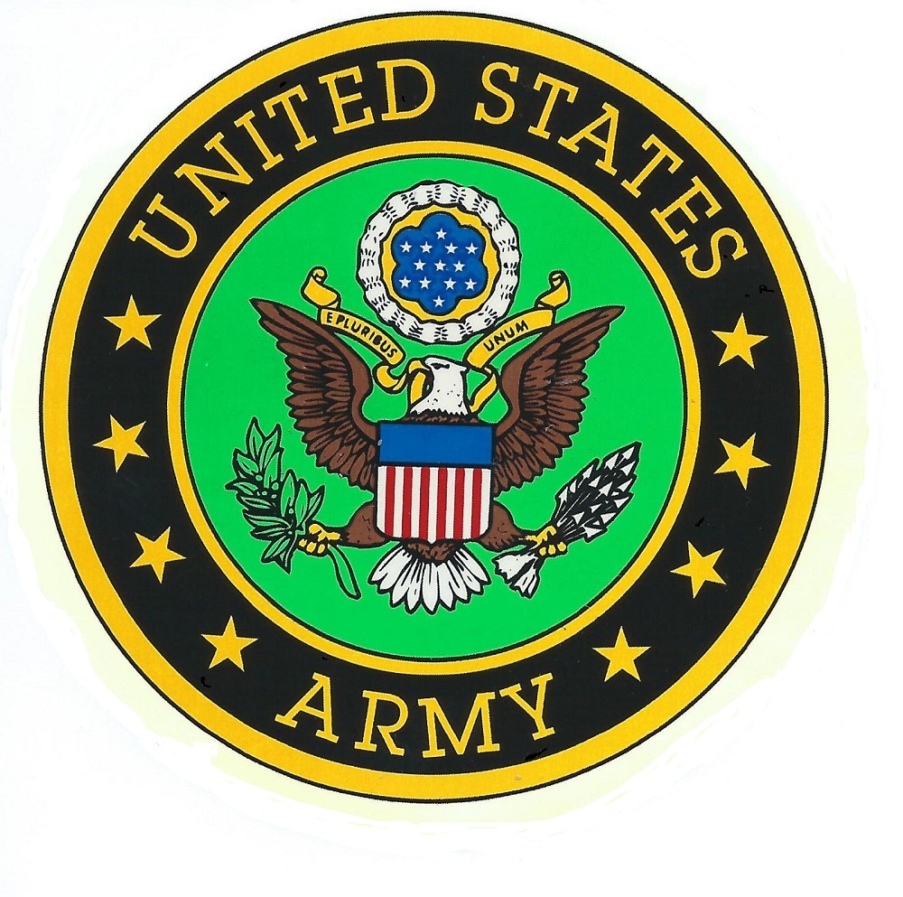 US ARMY 4″x4″ adhesive backed vinyl decal.
