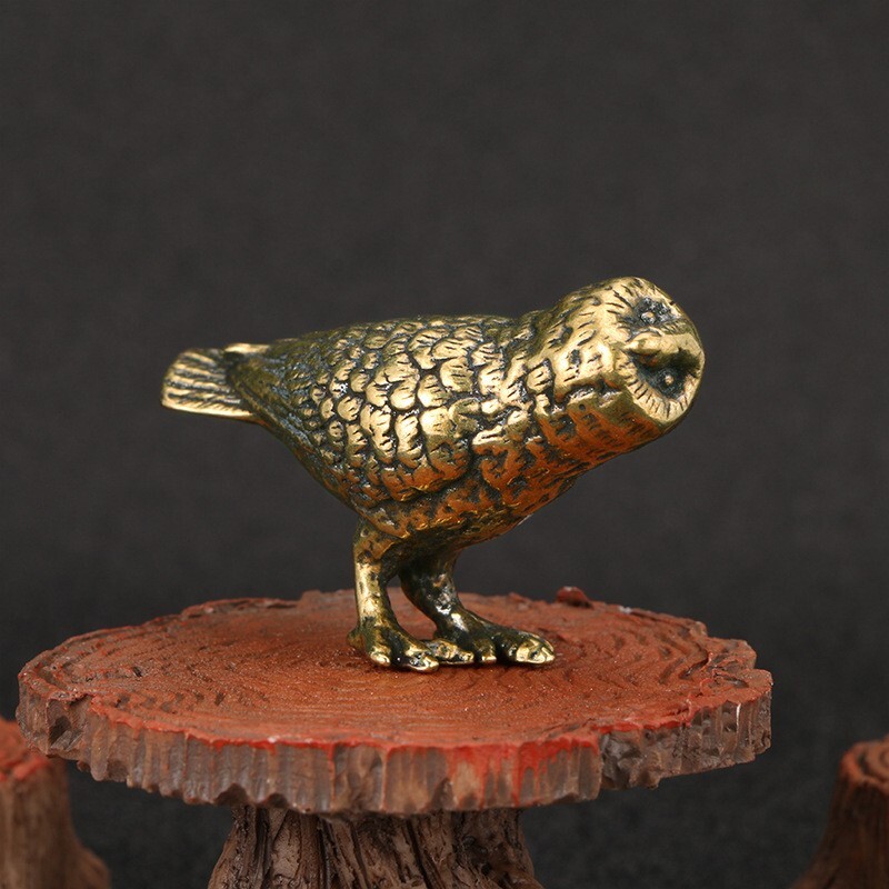Solid Brass Owl Figurine Small Statue Home Ornament Animal Figurines Gift New