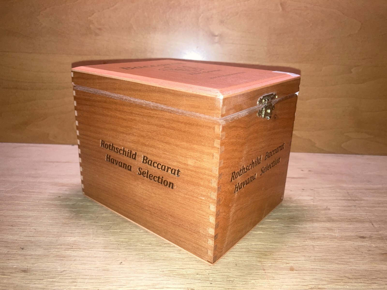LOT of 2 Baccarat The Game Rothschild 5.5×4.25×4.5″ SOLID WOOD Cigar Box