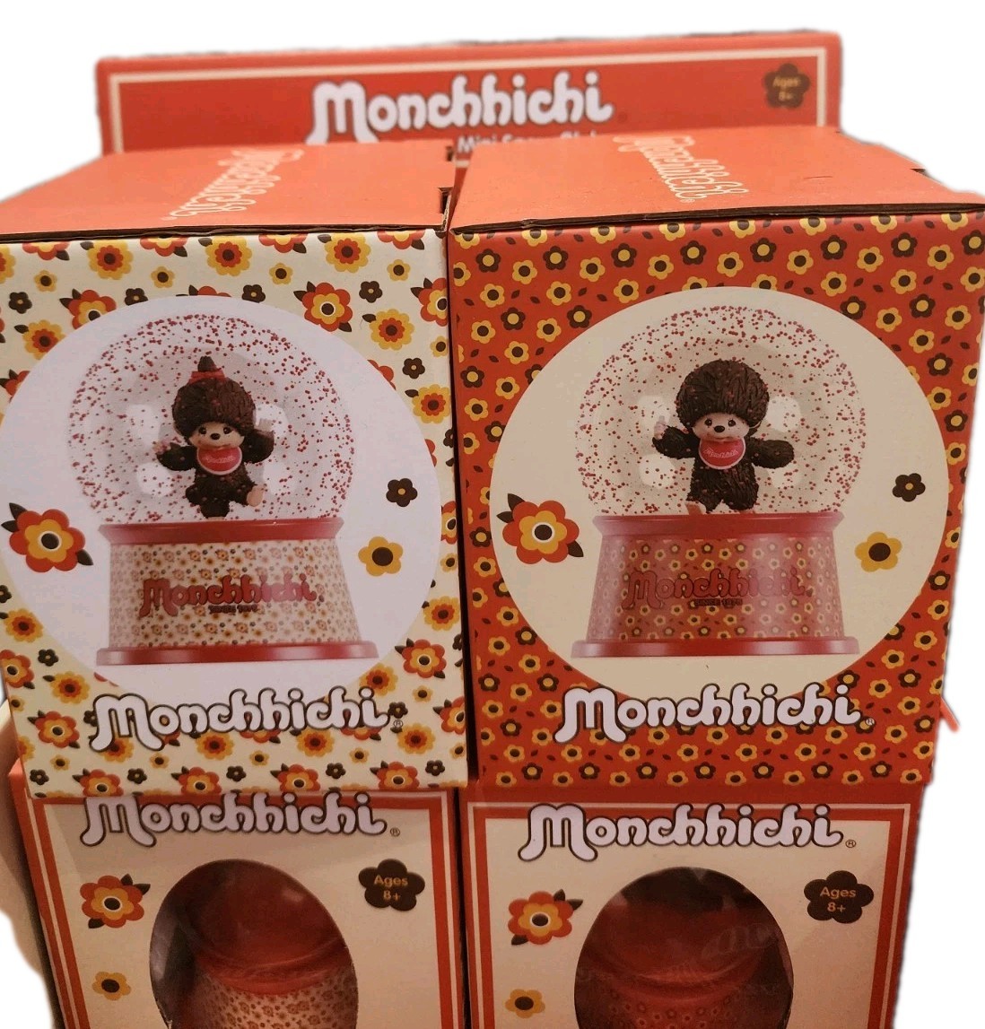 Rare VHTF Monchhichi Mini Snow Globe Sekiguchi Co Ltd Boy & Girl NIB