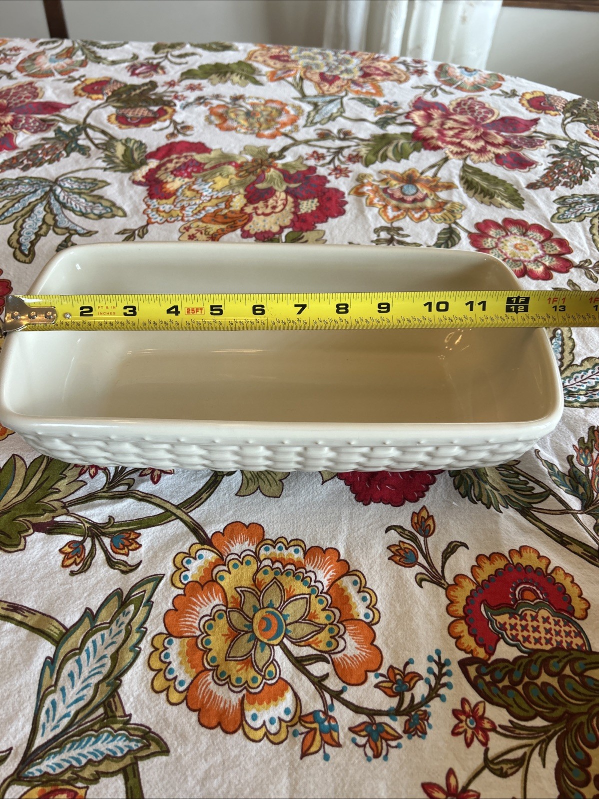 Rare Longaberger Woven Traditions Dish Rectangular Baker 12.5″ x 6.5″ Ivory