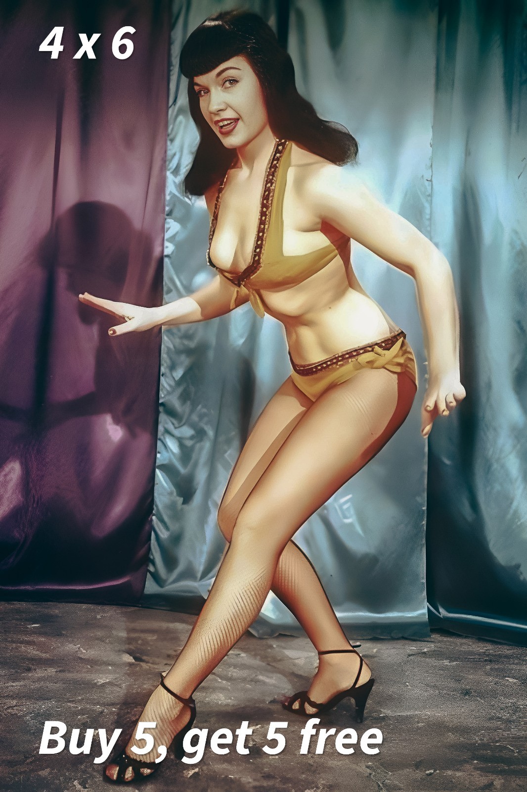 4×6 🟢 – Bettie Page – Promotional Portrait – 1950s – Hollywood Portrait – Publi