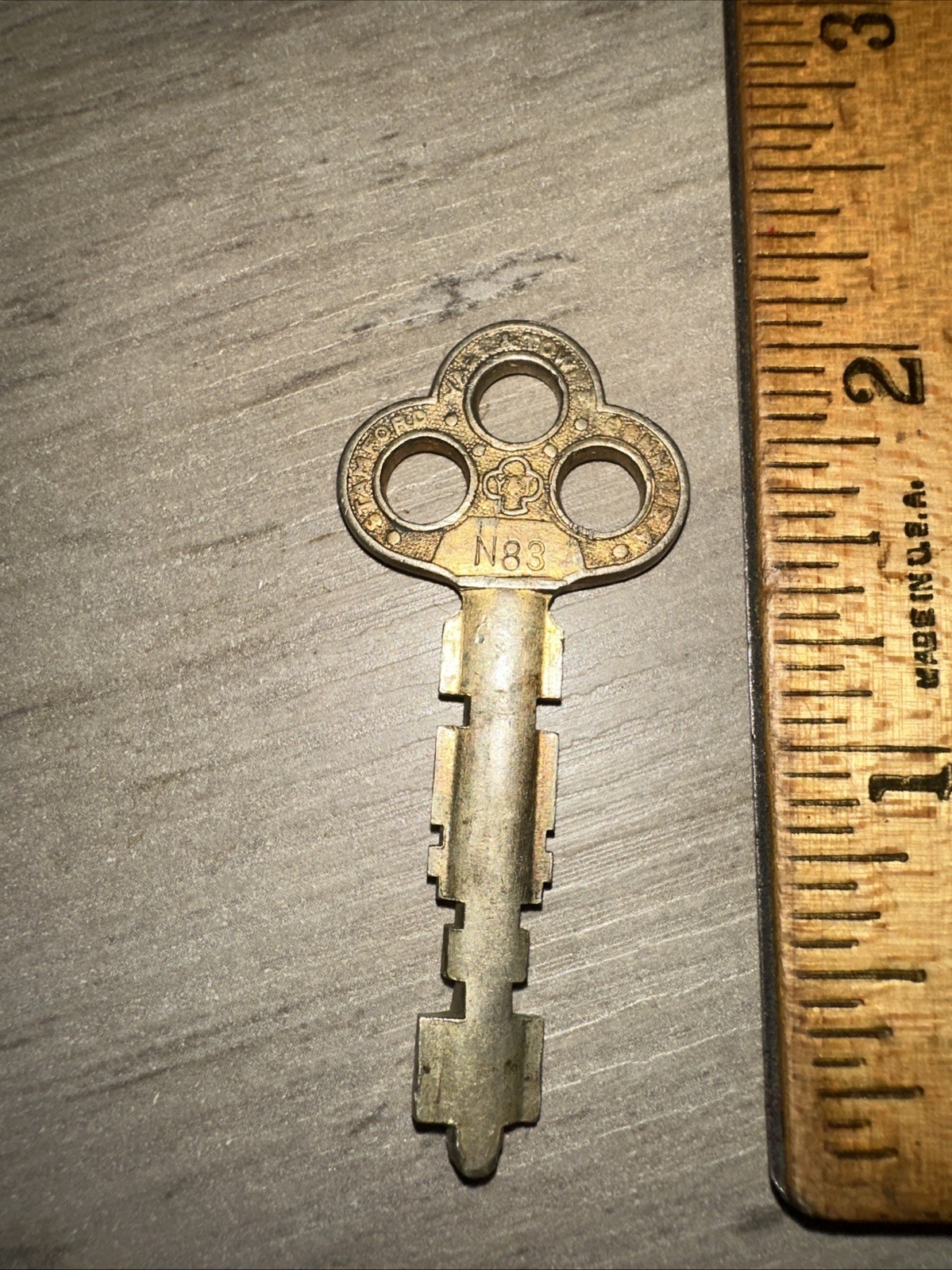 Antique Yale & Towne Flat Key #N83 Nickel Brass