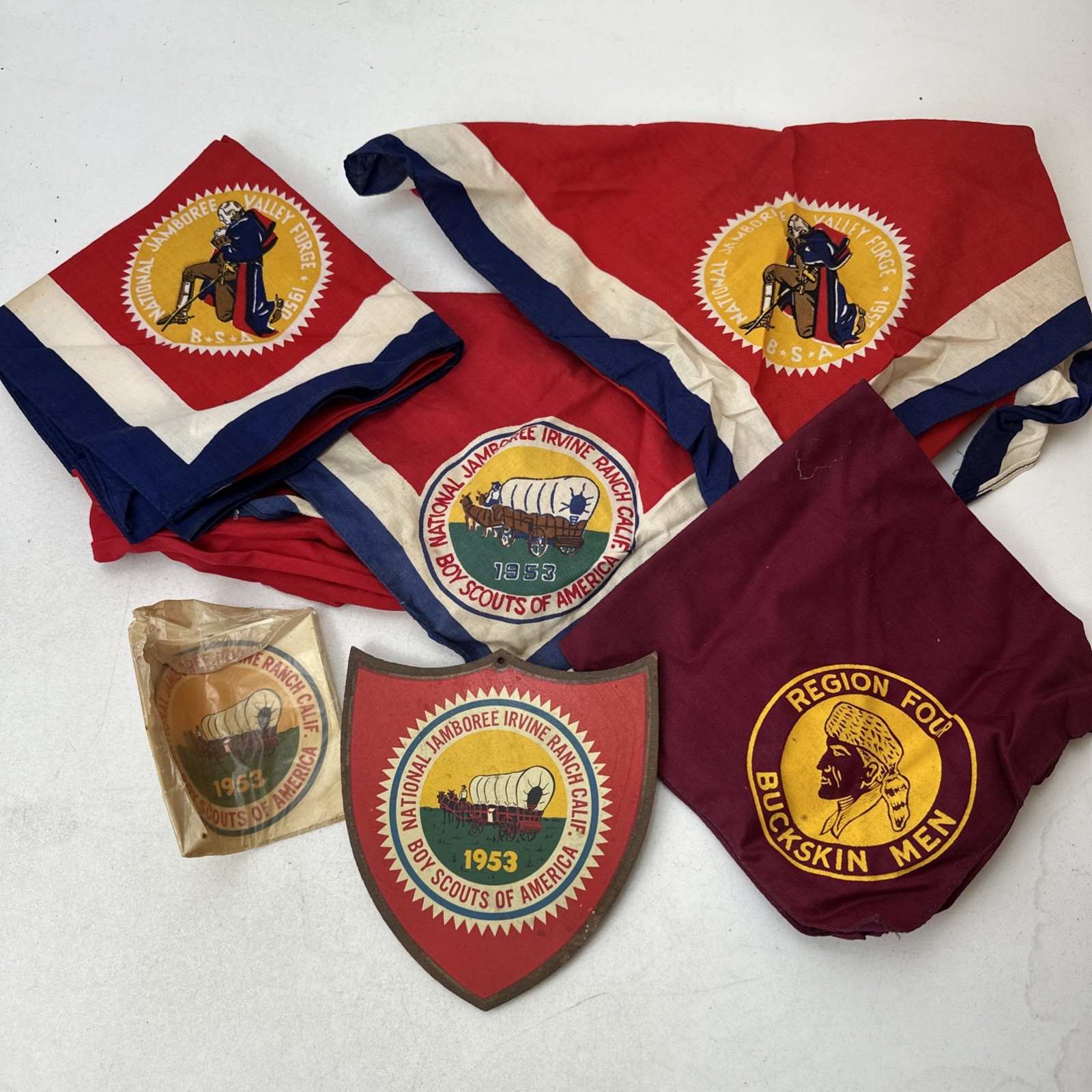 1950 1953 National Jamboree Neckerchiefs BSA Boy Scouts America Sticker Plaque