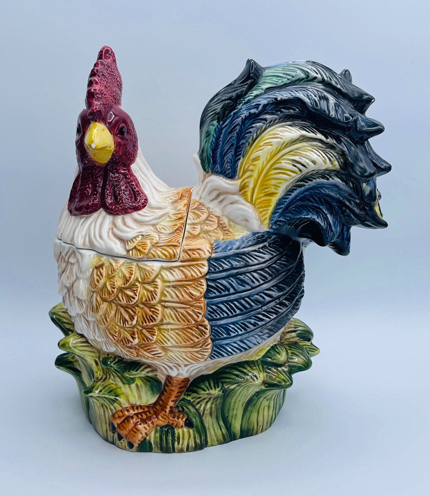 Vintage 90s Jay Import Ceramic Rooster Cookie Jar – 11” Tall – Farmhouse Decor