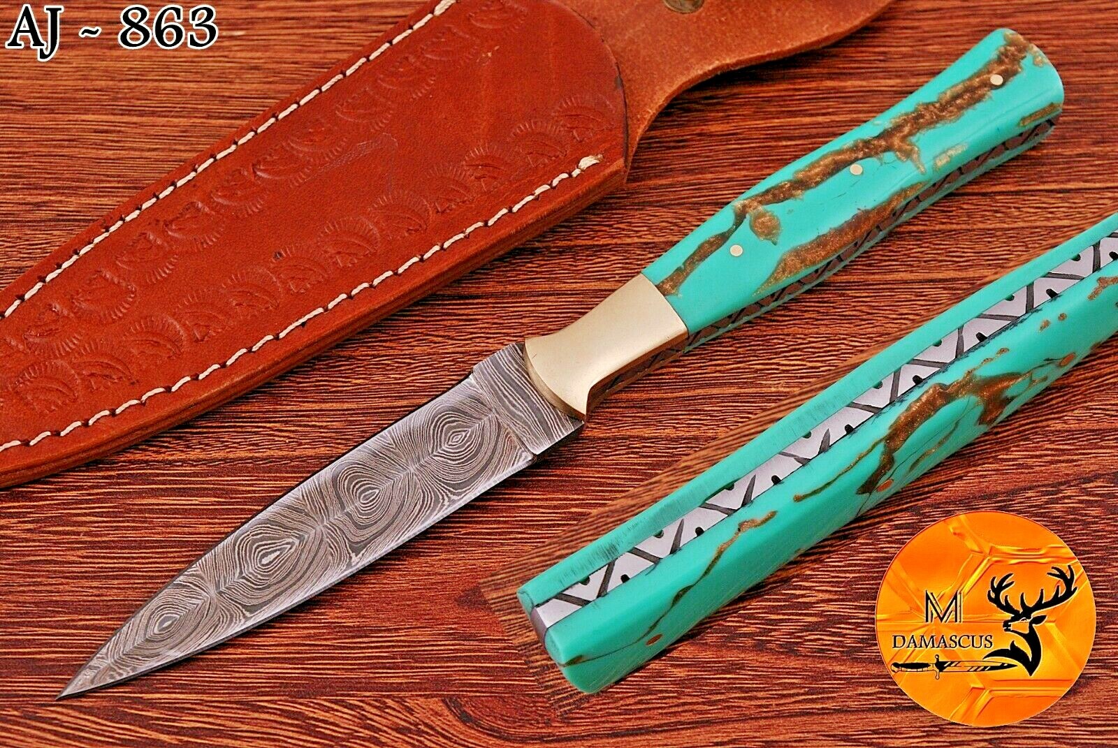 CUSTOM HANDMADE FORGED DAMASCUS STEEL BOOT KNIFE THROWING HUNTING DAGGER – 863