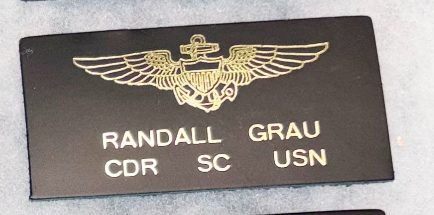 USN Randall Grau Pilot Leather Flight Jacket Name Tag