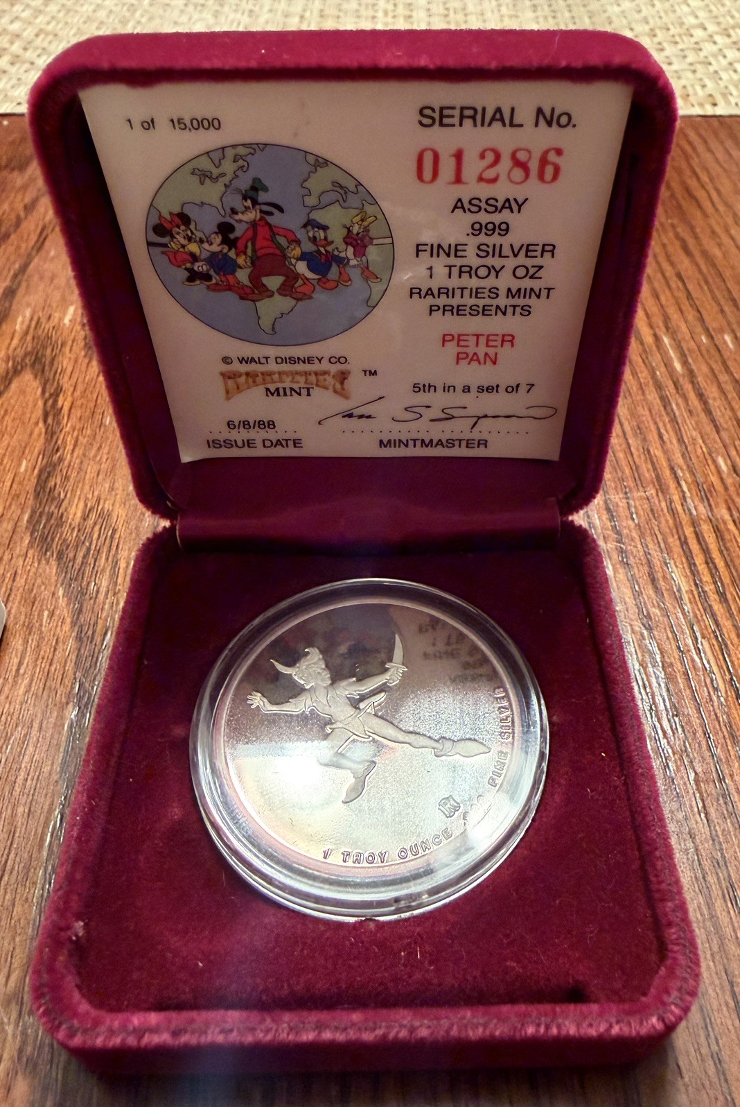 Disney’s Peter Pan 1 oz silver coin .999
