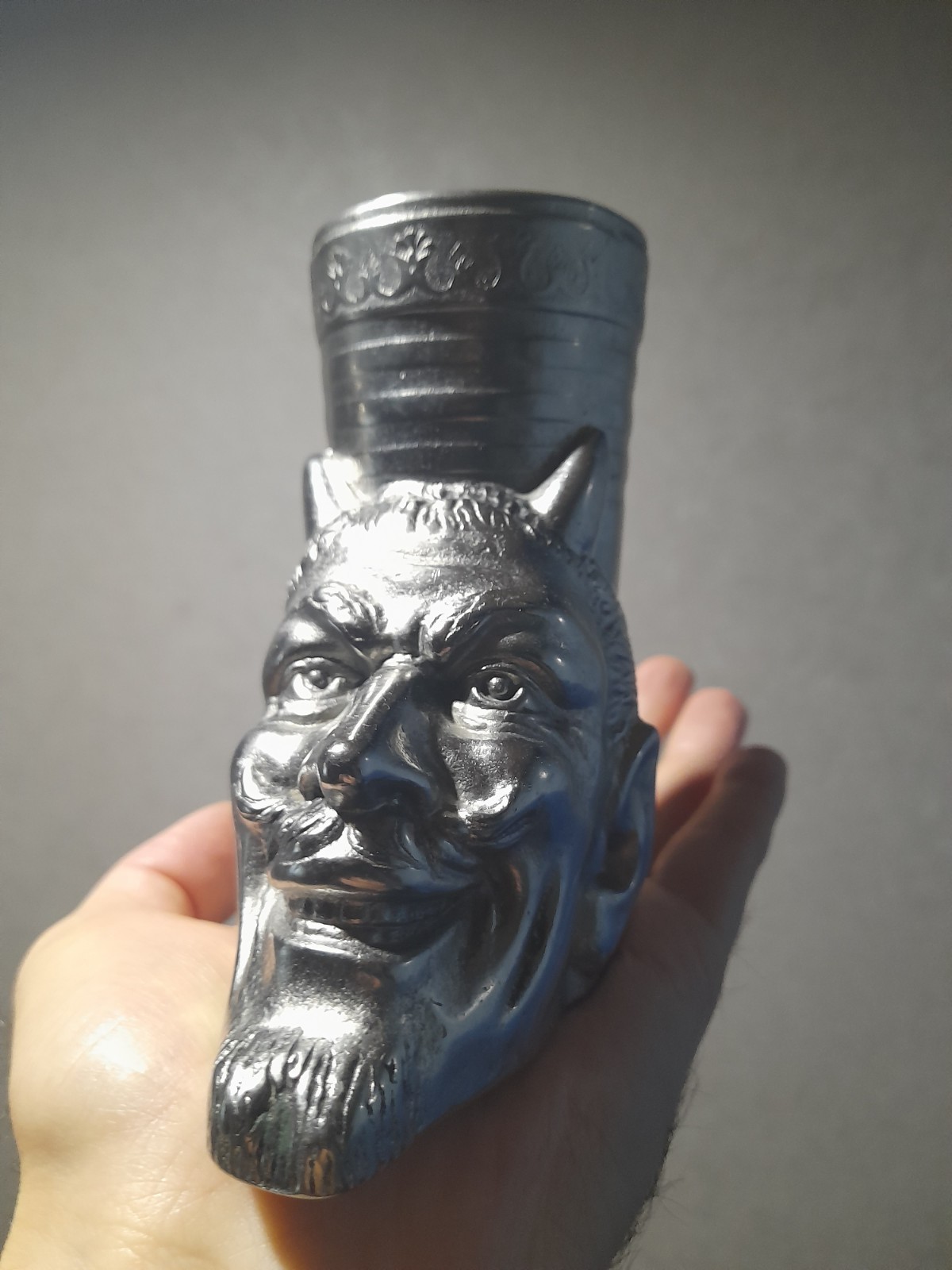 Vintage Titanium Ashtray,Pencil Holder Mephistopheles Devil Demon USSR,800 grams