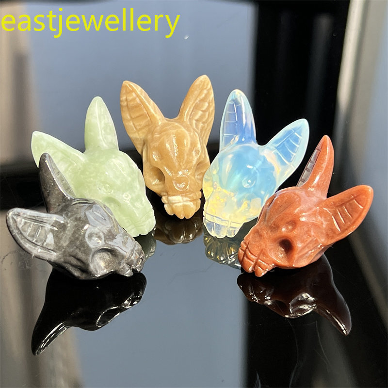 1.5″ Natural Mixed quartz bat skull quartz crystal skull pendant reiki healing