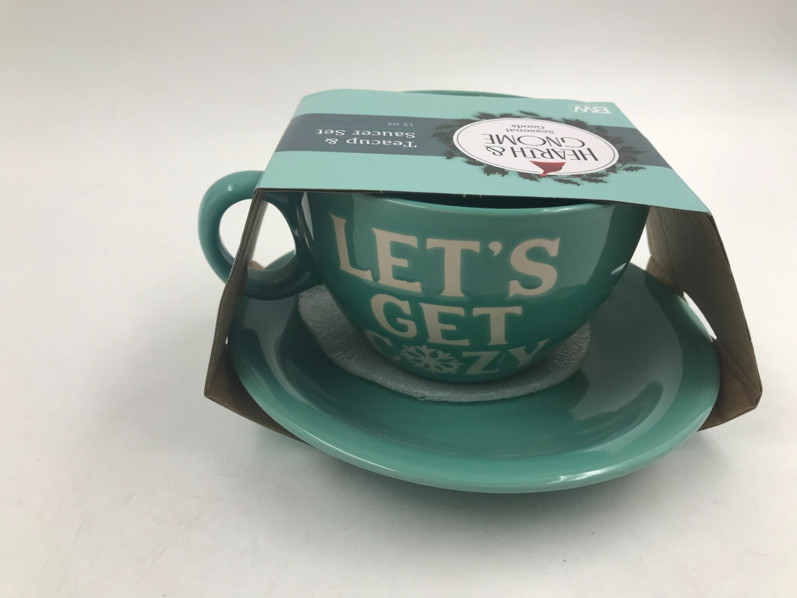 Boston Warehouse Ceramic 15oz Let’s Get Cozy Teacup & Saucer Set BB01B27022