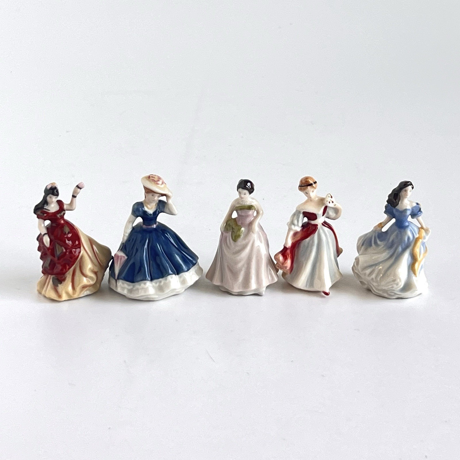 Vintage 2002 Royal Doulton 5 Pretty Ladies Miniature Figurines Appox 2″ Tall