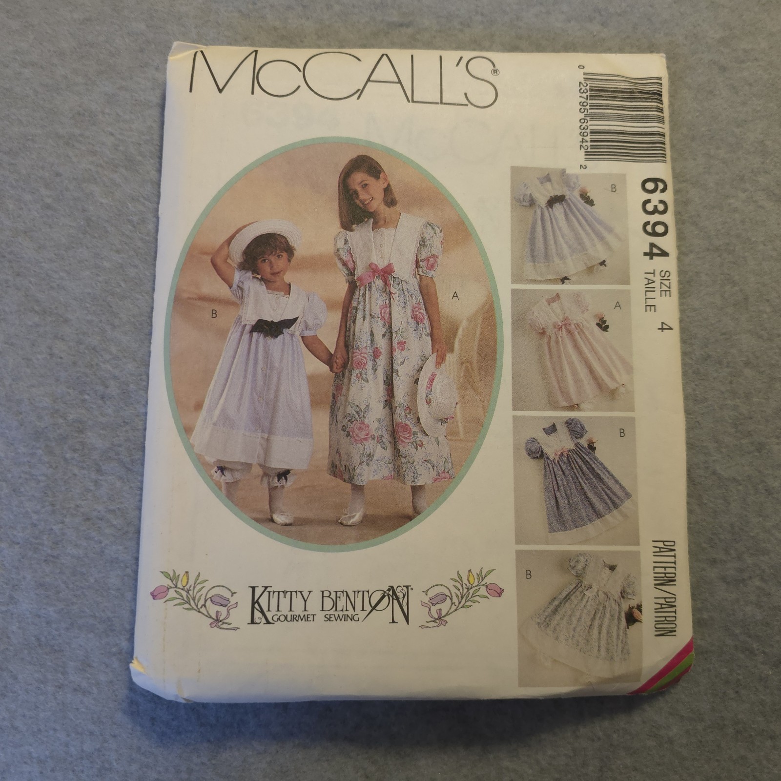 McCall’s 6394 Kitty Benton Girls Dress Sewing Pattern Size 4 Puff Sleeve Uncut