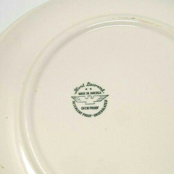 Vintage Serving Platter Blue Pinecones Needles MCM hand decorated 11″ winter