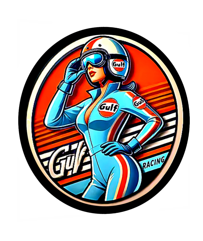 Gulf Oil Sign Decal Sticker -.Gulf Oil 50’s, 60’s Vintage Replica Gulf Girl