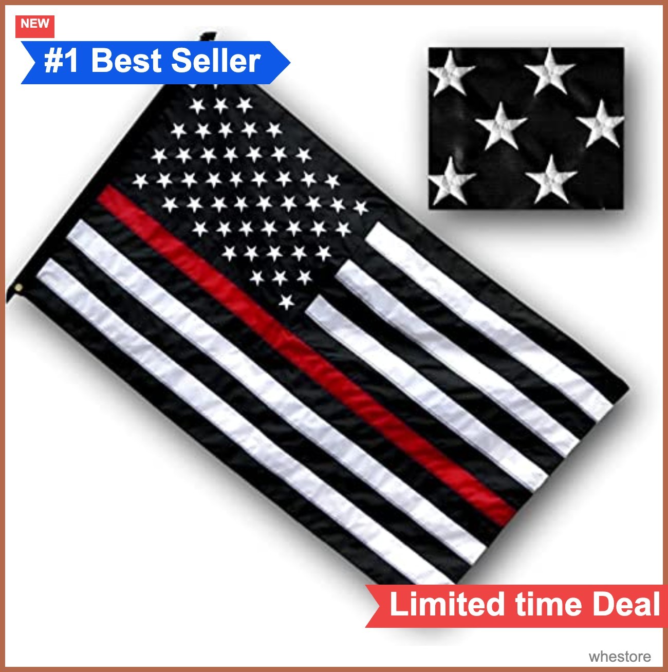 3×5 FT Thin Red Line American Flag Embroidered Stars Sewn Stripes For