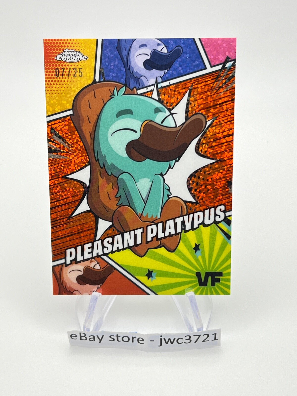 2025 Topps Chrome VeeFriends Pleasant Platypus /25 Manga Speckle #MSS-87 Orange
