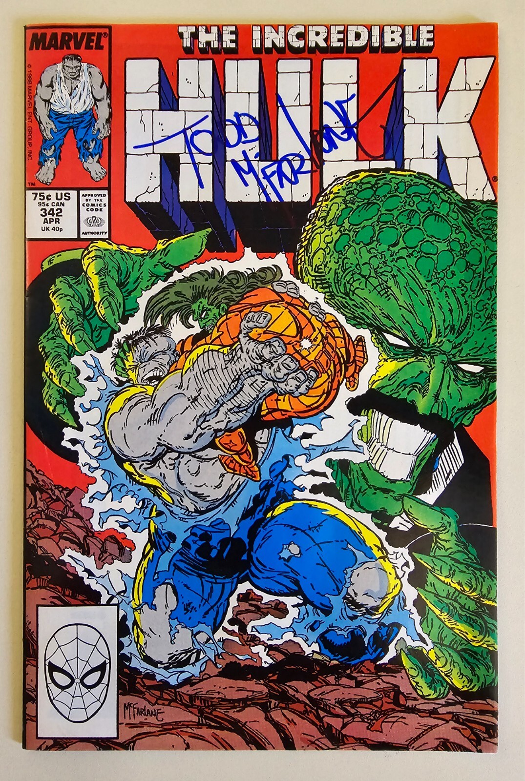 Incredible Hulk #341 & 342 Lot-2 Comic Books Signed Todd McFarlane SDCC 2024