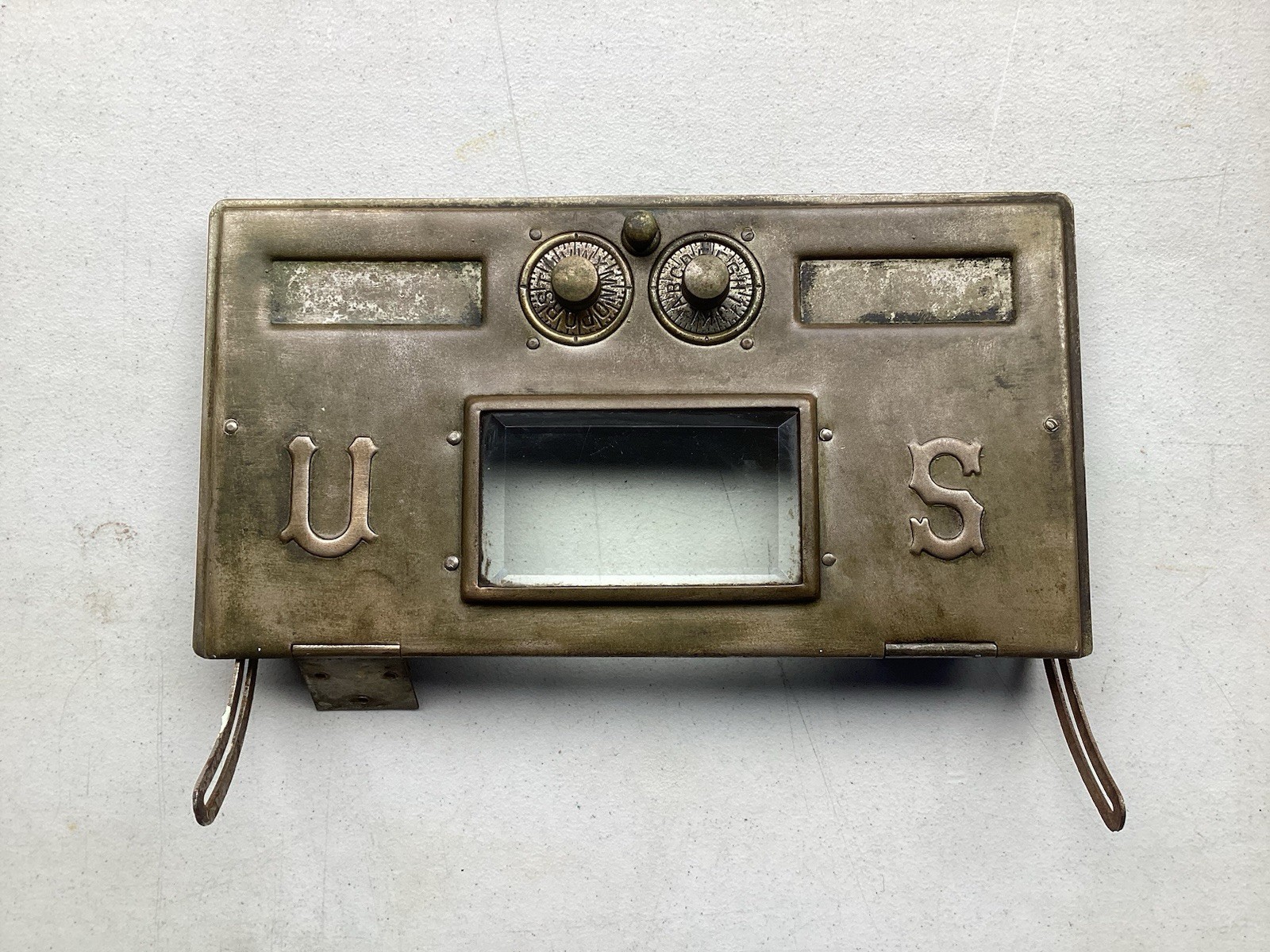 Post Office Double Lock Box Door 1886 Keyless U.S. Combination