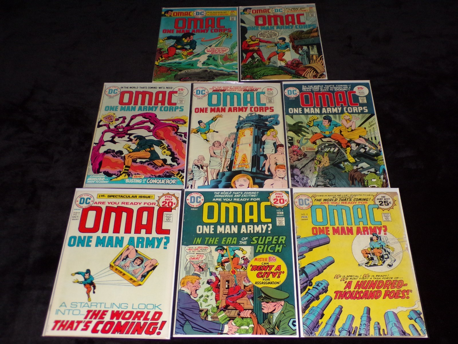 OMAC 1 2 3 4 5 6 7 8 LOT 1974 SERIES DC COMICS JACK KIRBY COMPLETE SERIES