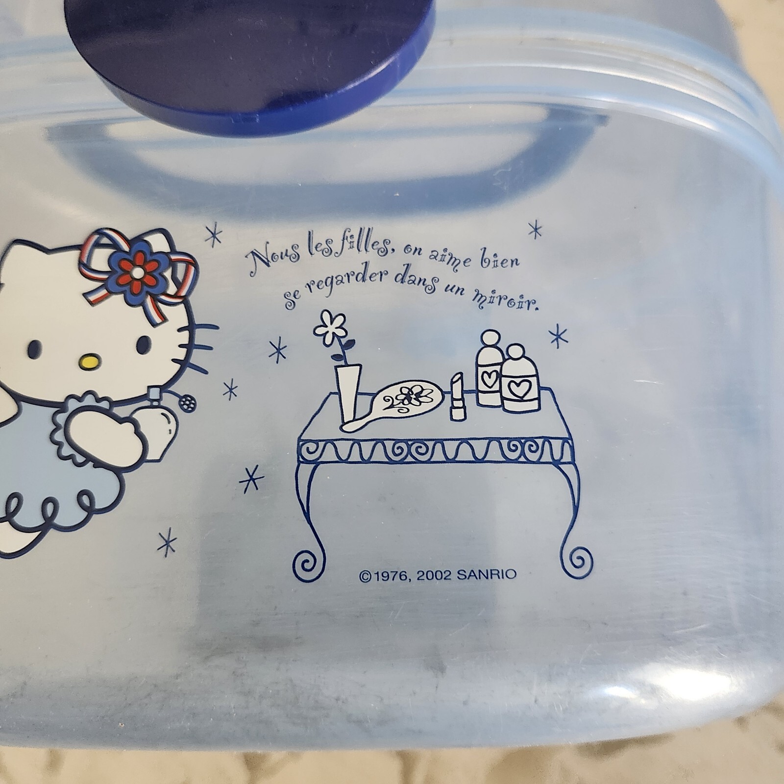 Vintage 2002 Sanrio Hello Kitty Blue Storage Bin Carrying Case