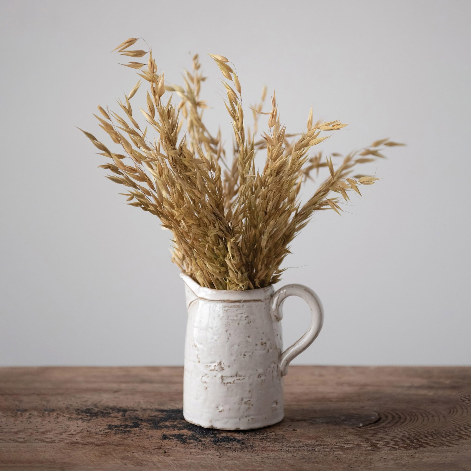 28 oz. Stoneware Pitcher, Reactive Glaze, White (Each Will Vary)