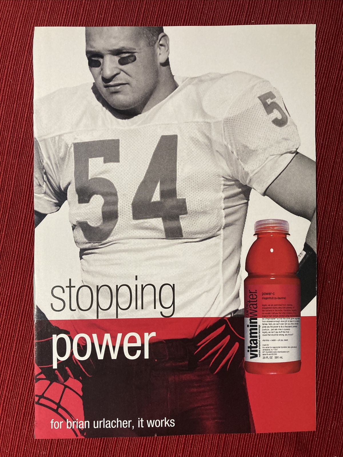 Chicago Bears Brian Urlacher for Vitamin Water 2010 Print Ad – Great to Frame!