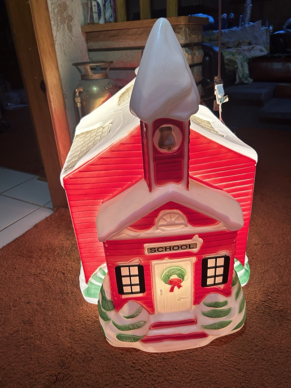 Vintage Empire Blow Mold Victorian Schoolhouse 27” Christmas Lighted RARE Box