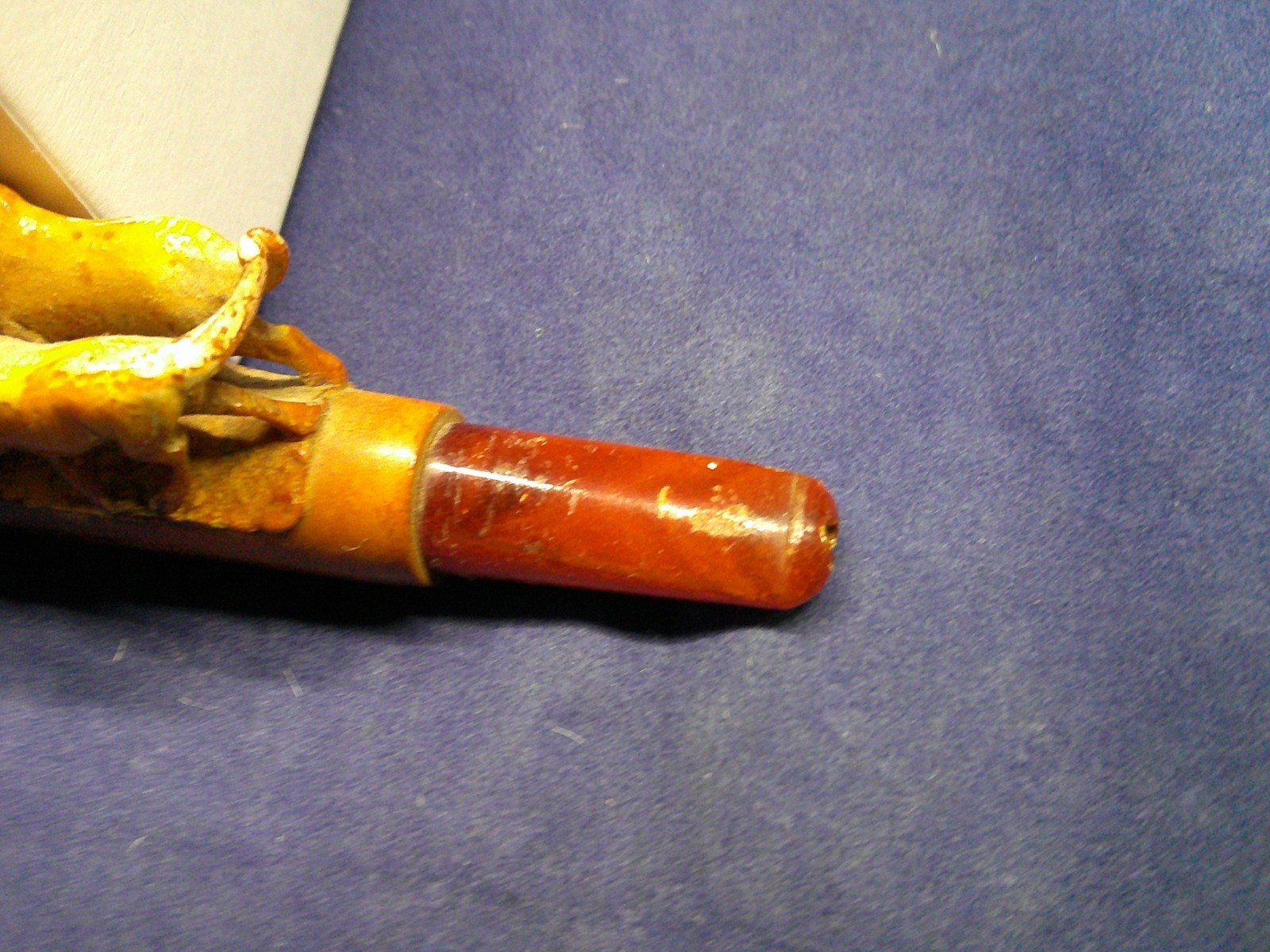 ✔️ANTIQUE CHEROOT MEERSCHAUM PIPE 3 DOGS OVER 100 YEARS OLD, STEM, WHITE BOX -9