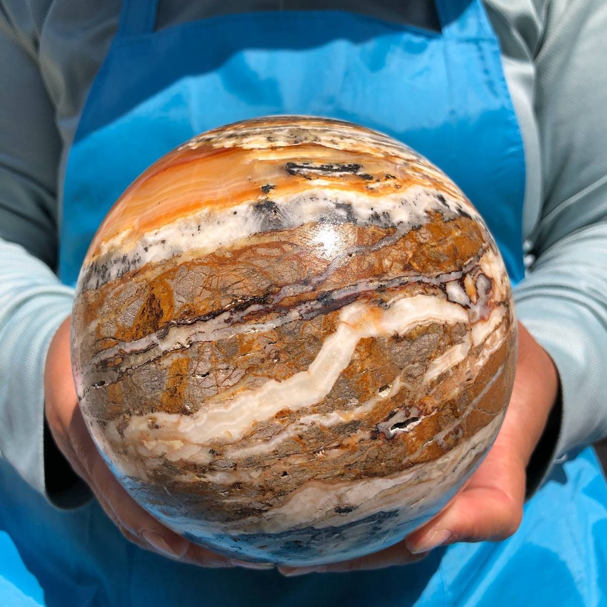 6.97LB Natural Striped Agate Crystal Ball Quartz Crystal Reiki Healing 4815