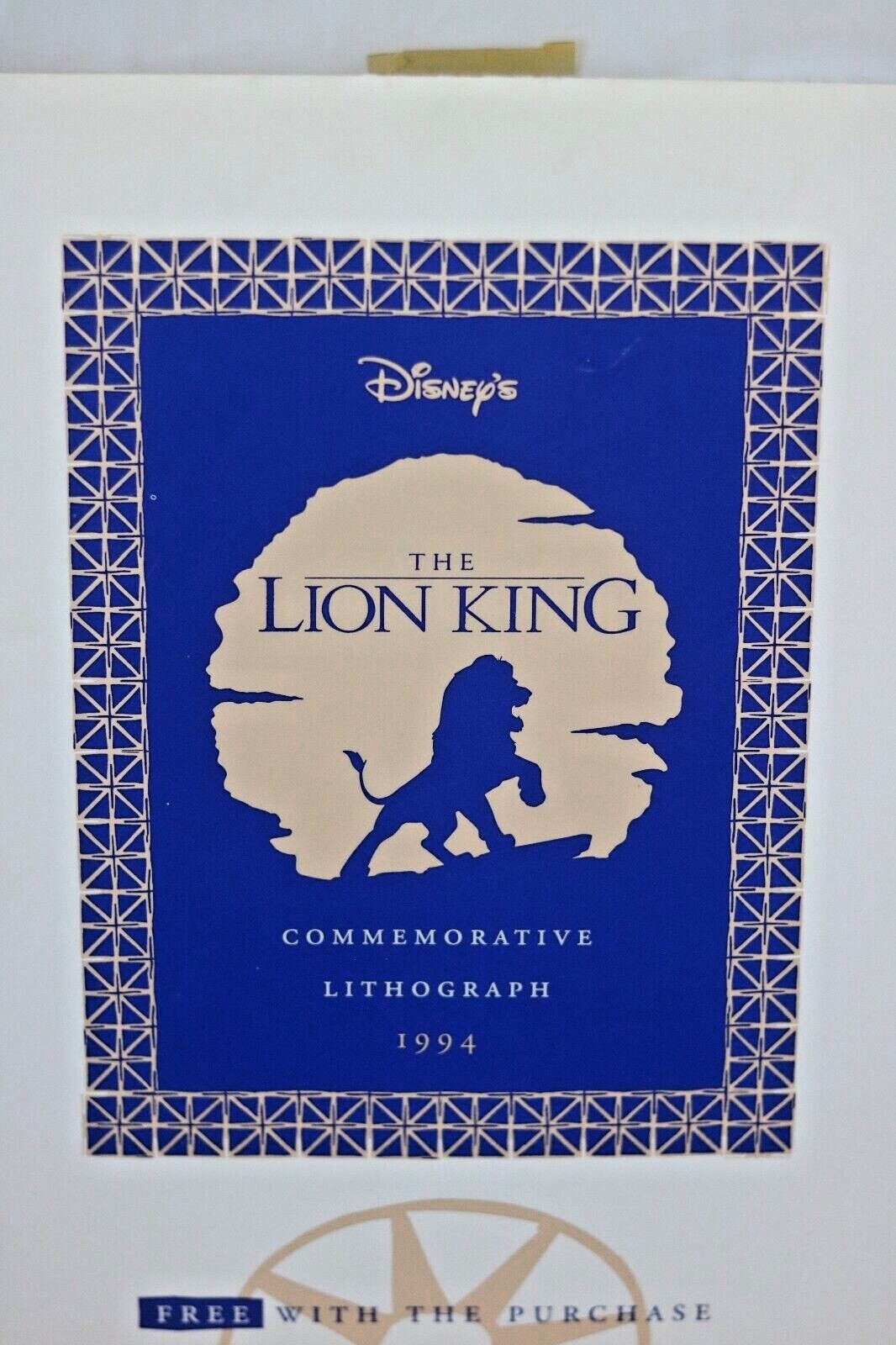 Disney The Lion King Commemorative Lithograph 1994 Very Good Condition ORIGINAL