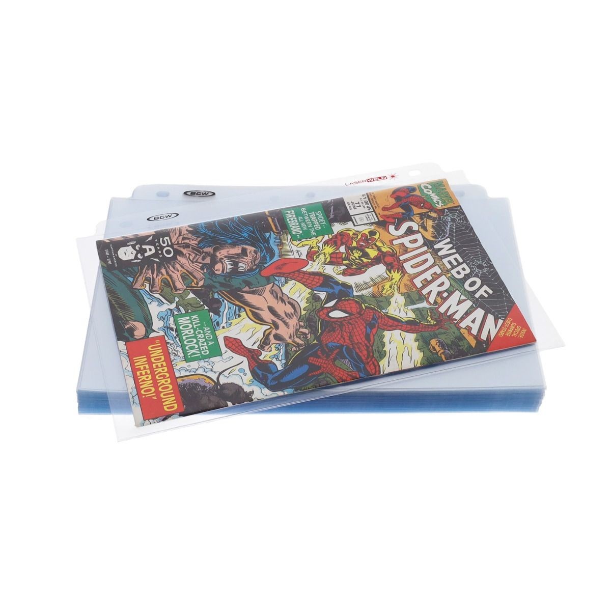 2 packs of 100 (200) BCW LaserWeld Current/Silver Sized Comic Book Binder Pages