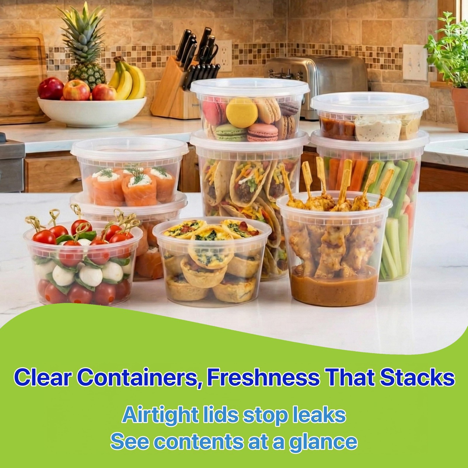 Pokanic Food Storage Containers [30 Set] x [32 oz] 32 ounce, translucent