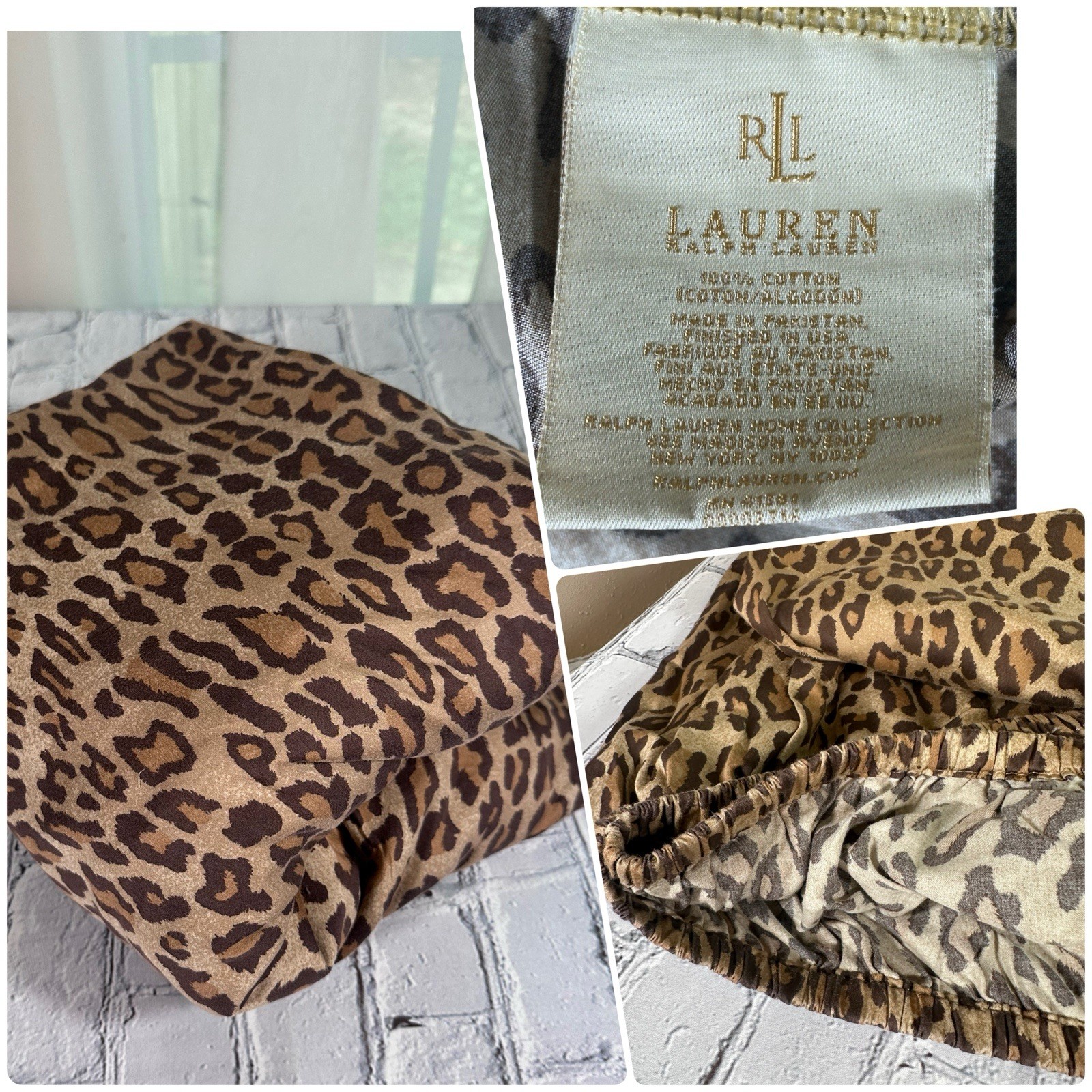 90s Ralph Lauren Animal Print Leopard Aragon Queen Fitted Sheet Rare Gold Label