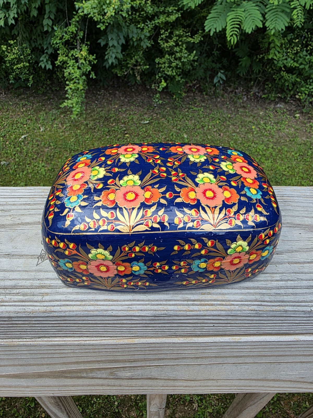 Hand Painted Paper Papier Mache Trinket Box Made By Skilled Indian Artisan India