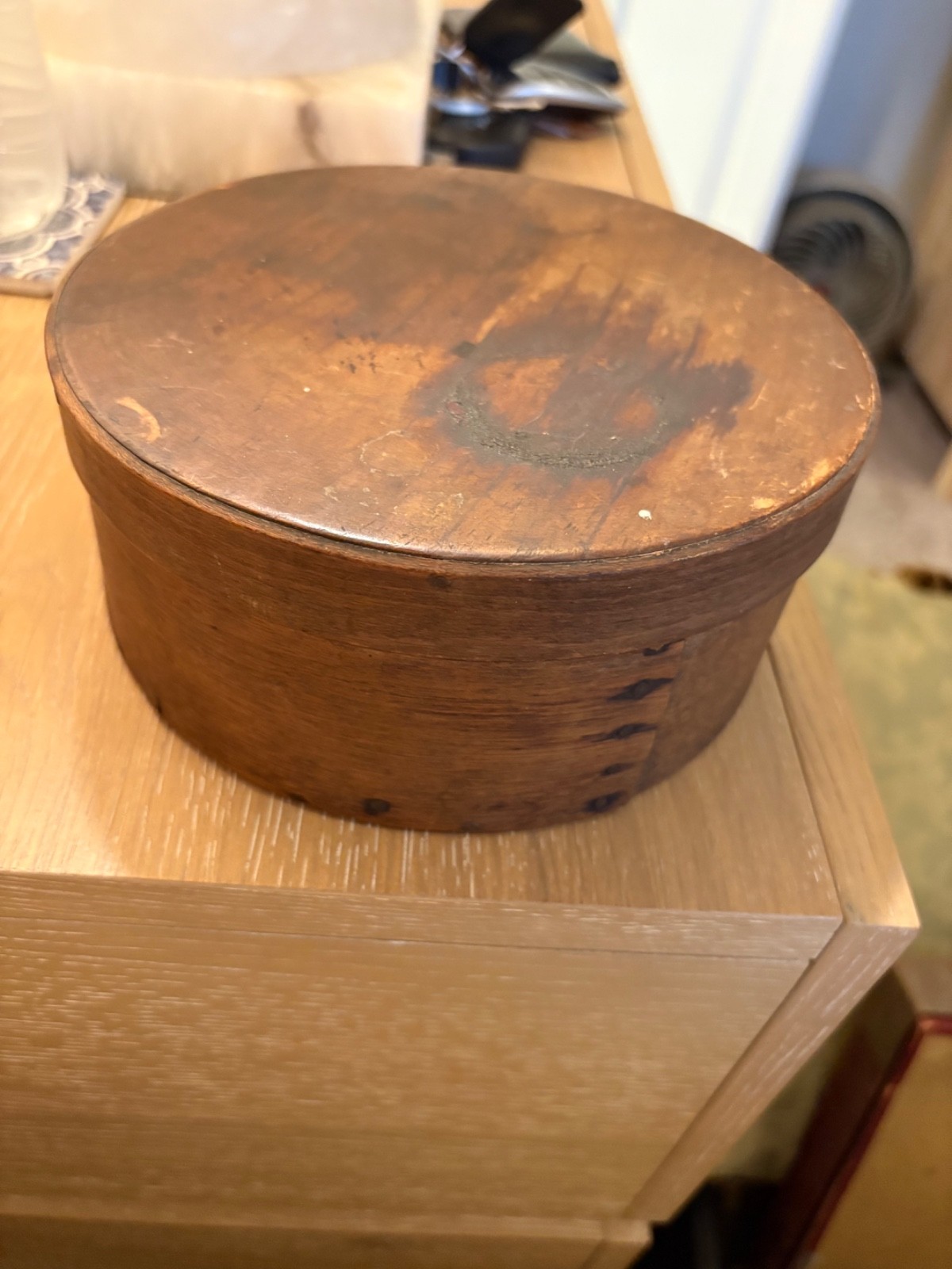 Vintage OVAL SHAKER PANTRY / STORAGE BOX 7” inscribed 1860
