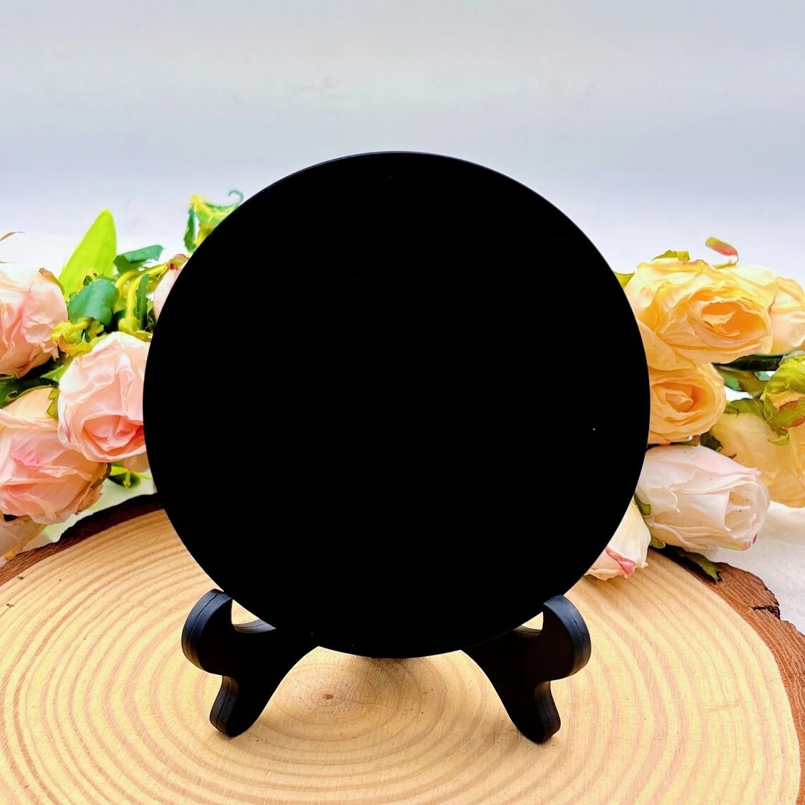 Natural Obsidian Divination Mirror Healing Magic Mirror Crystal Home Decorations